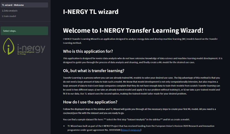 Welcome screen of the TLWizard